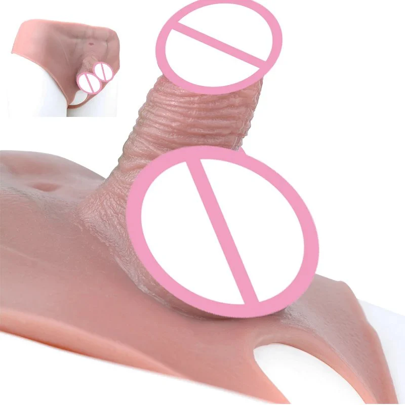 Silicone Open-crotch Solid Dildo Panties for Transgender Lesbian FTM Realistic Packers