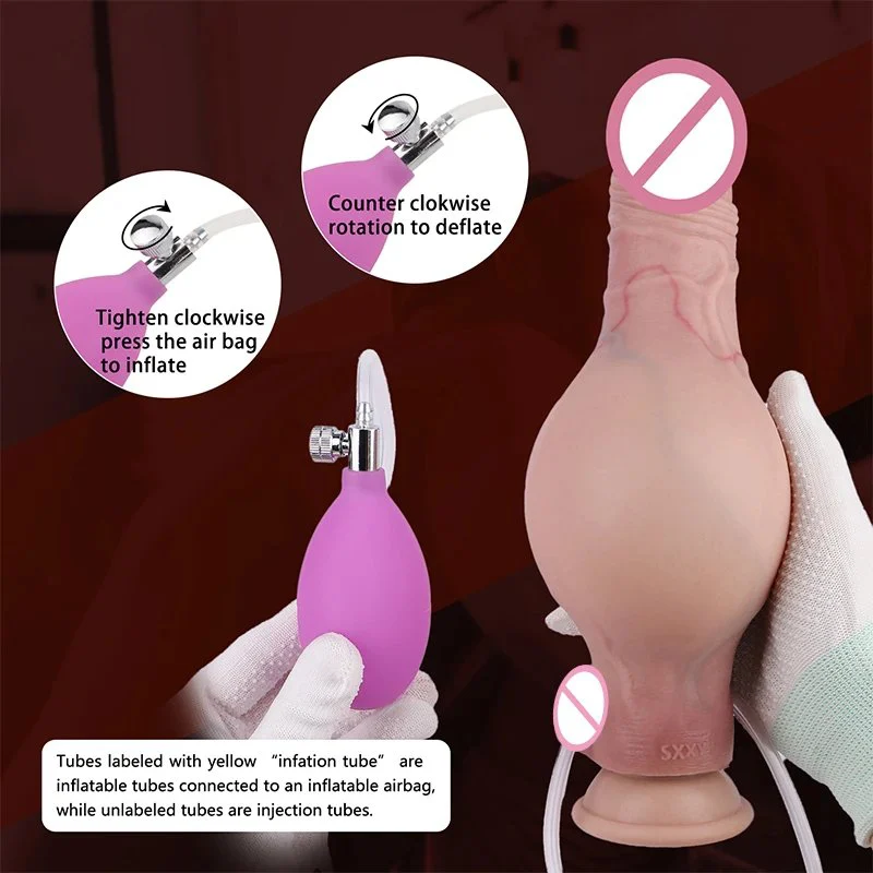 New Silicone Sex Toys with Suction Cups Simulation Skin Inflatable Squirting Long Penis Sxxy Inflatable Dildo for Couples