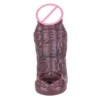 Black Realistic Hollow Dildo Sheath With Anti-drop Ring Silicone Male Dick Extender Penis Sleeve for Men Delay Ejaculation