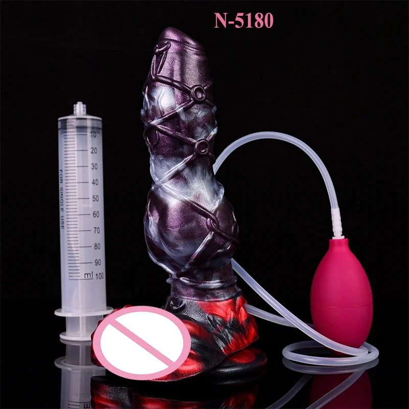 Squirting Horse Dildo with Big Knot Ejaculating Horse Dildo Silicone Squirting alien Cock Hand Free Anal Plug Adult Sex Toy