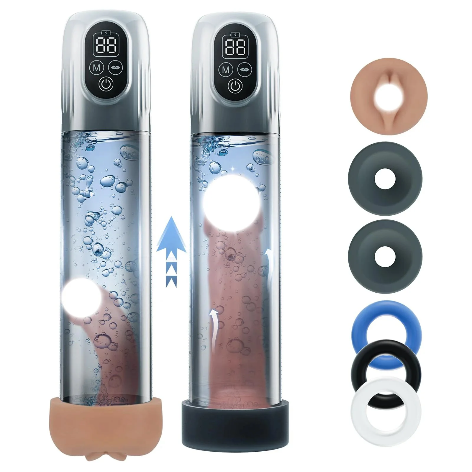 Electric Male Masturbator Water Penis Pump LCD Display Automatic Vacuum Hydro Pump Soft TPE Material Sex Toy