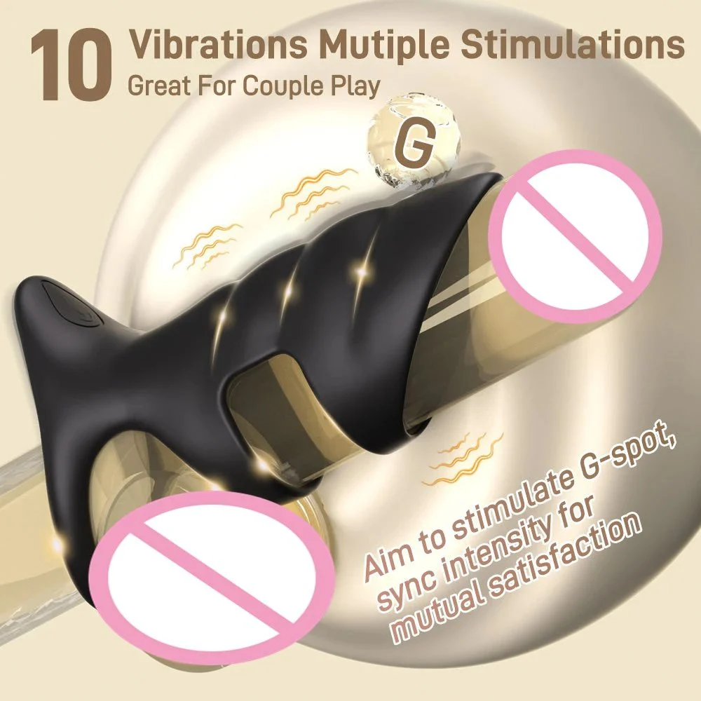 10 Vibration Modes Couple Vibration Penis Ring Man Cock Double Pleasure Vibrating Ring Sex Toy Men