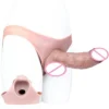 Wearable Silicone Male Strap-on Hollow Dildo Realistic Penis Extender for Men Delay Ejaculation Adult Silicone Sex Toys