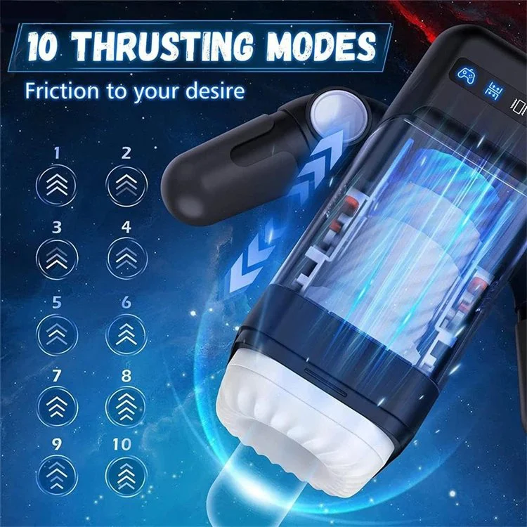 10 Powerful Telescopic Heating Men Automatic Stroker Adult Sex Toys Masturbation Cup with Mobile Phone Holder