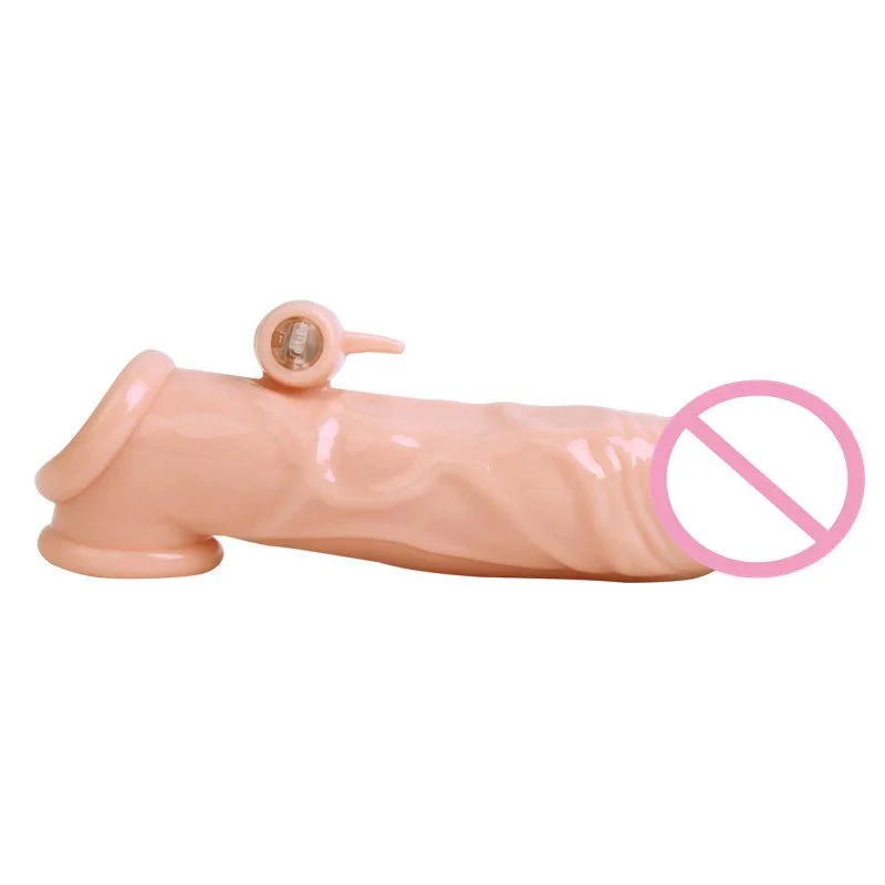 Triple Ejaculation Delayed Vibrating Penis Sleeve Male Penile Sheath
