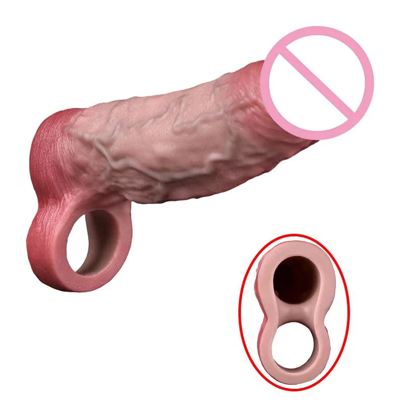 Closed-end Male Penis Extender Silicone Phallic Condom Experience a Realistic Sex Toy That Delivers Intense Friction
