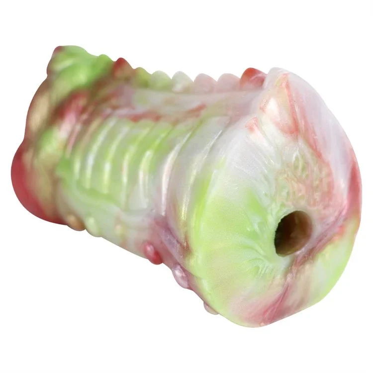 Liquid Silicone Double Channel Vaginal Anal Masturbation Cup Monster Male Masturbator