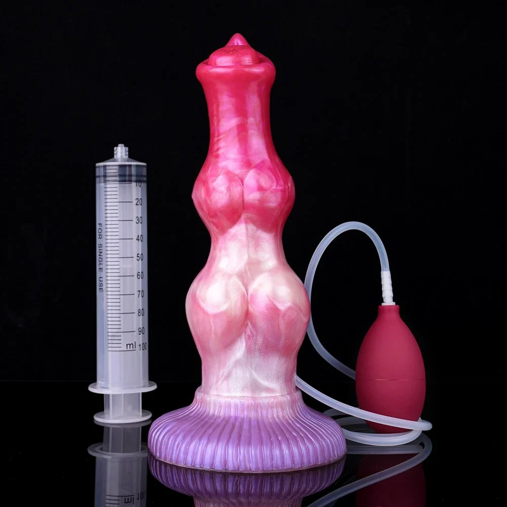 Soft Silicone Squirting Dildo Equipped with Injector and Pump Fantasy Style Portable SexToy for Adult