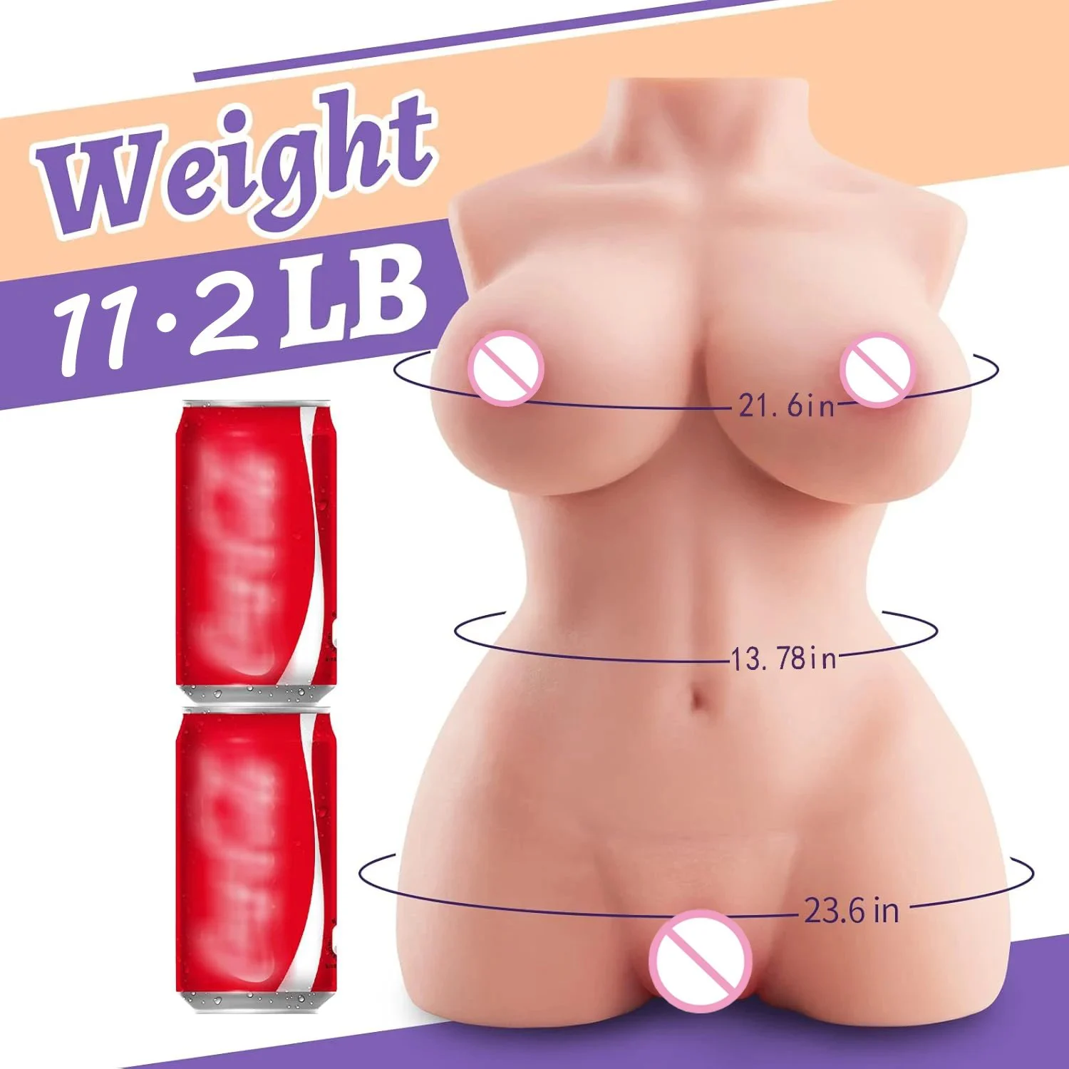 Lifelike TPE Vagina Sex Doll with Large Silicone Ass Half Body Design for Male Masturbation