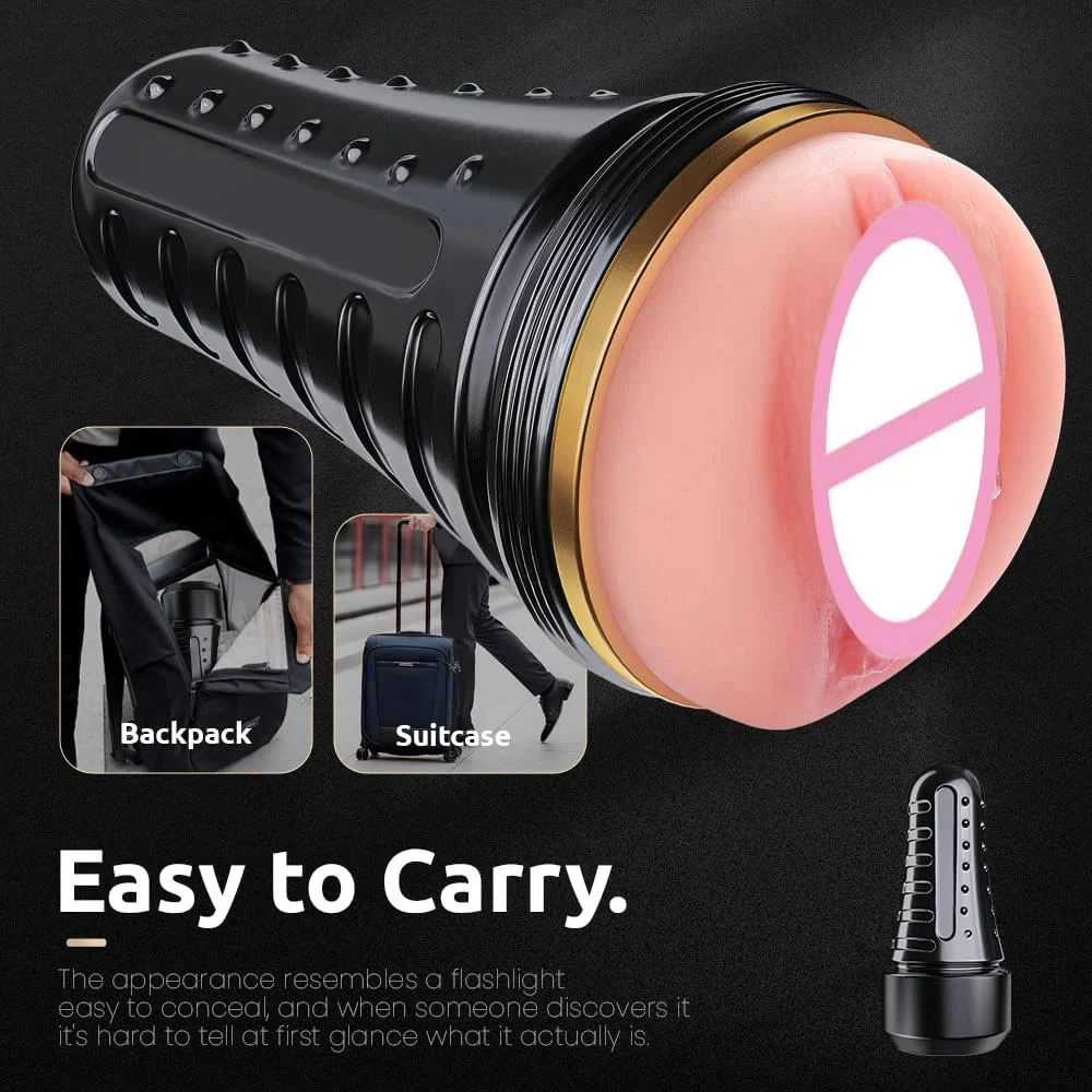 Male Masturbator Realistic Pocket Pussy Vagina Textured 7.5in Depth Lifelike Soft Fleshy Waterproof Masturbator
