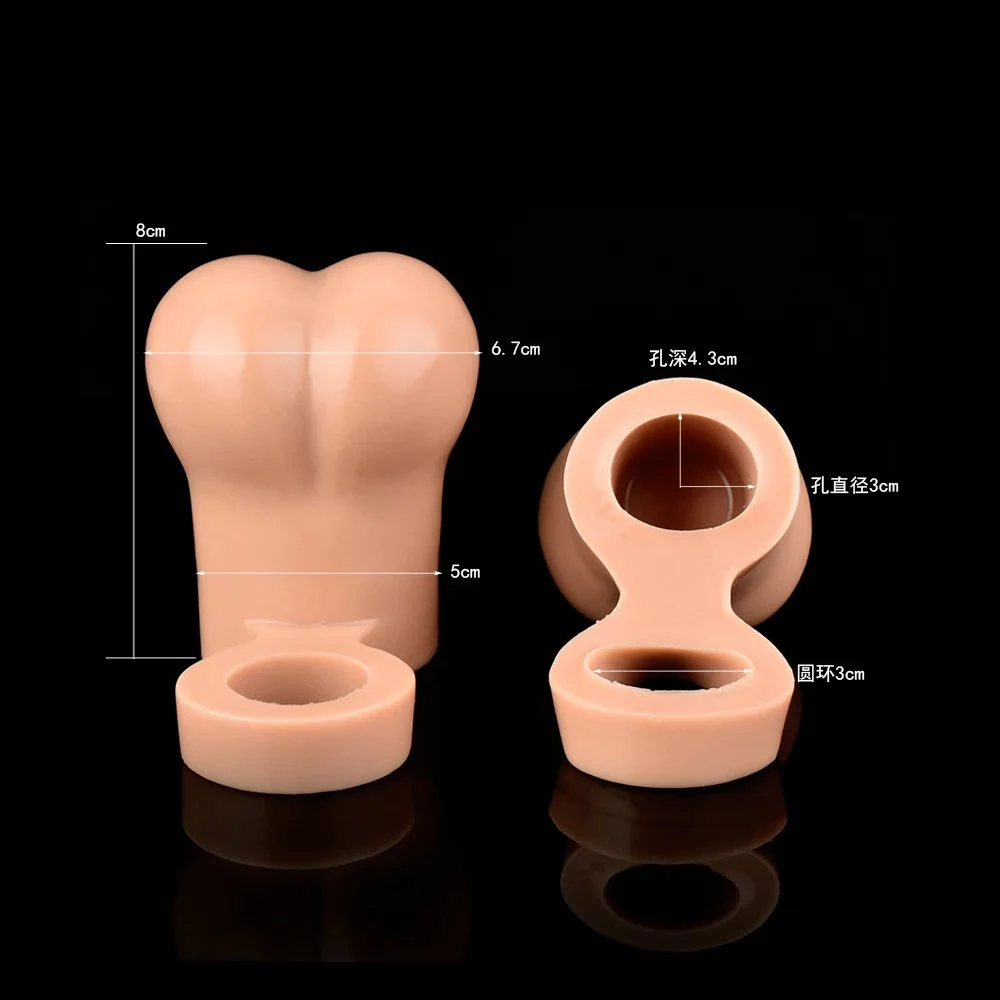 Design Realistic Cock Ring Wearable Testicle Enlargement Cup Silicone Soft Fantasy Masturbation Sex Toys Men