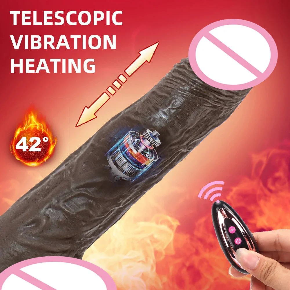 Thick Big 4CM Diameter Realistic Black Thrusting Heating Telescopic Dildo Vibrator Female Masturbation Sex Toy Dildos
