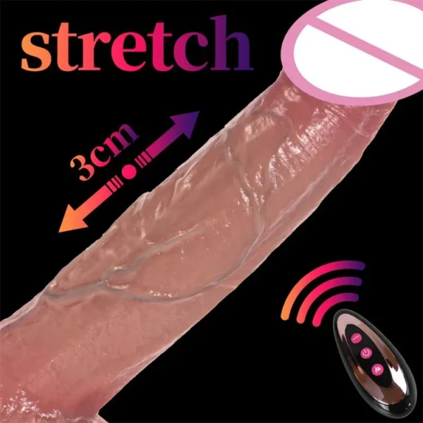 USB Large Size Liquid Silicone Telescopic Heating Realistic Thrusting Rotating Dildo Vibrator Sex Toys for Women