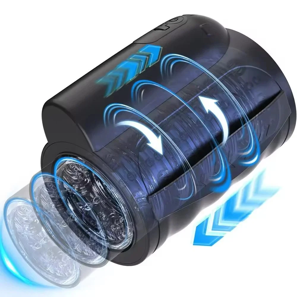 BLACK Automatic Retractable Men's Private Care Belt with Suction Heating Thrust Function Safety Other Body Care Tools