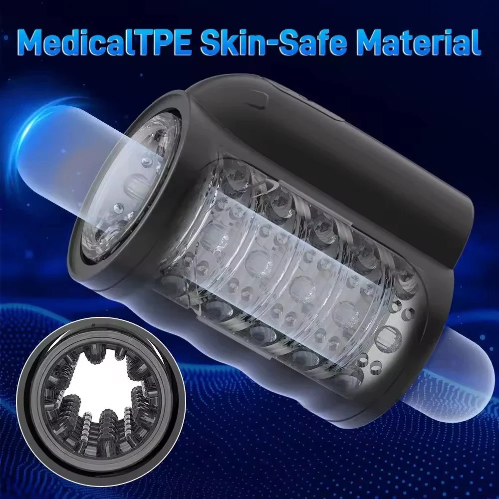 BLACK Automatic Retractable Men's Private Care Belt with Suction Heating Thrust Function Safety Other Body Care Tools