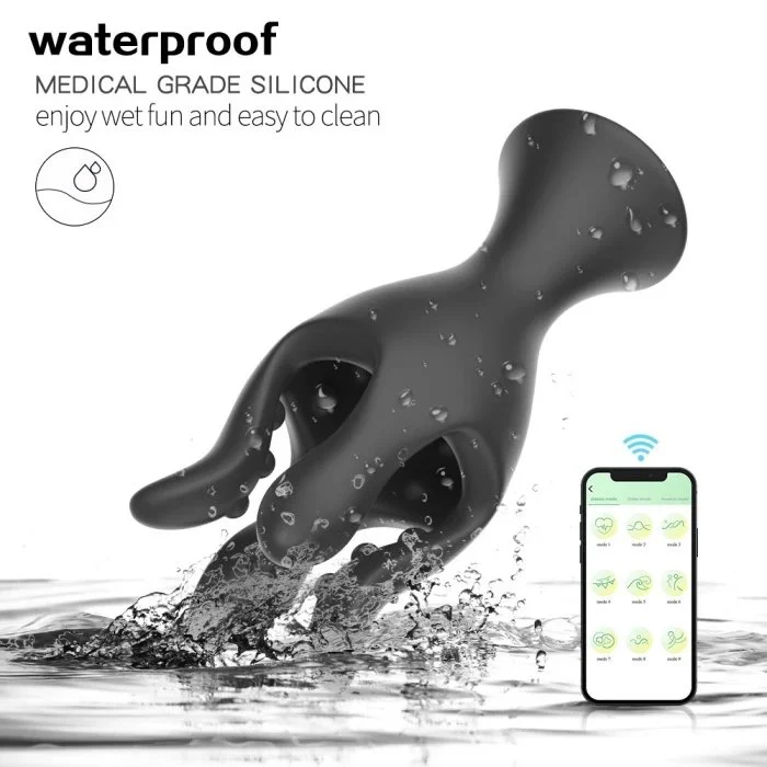 App Controlled Men's Pleasure Toy 9 Frequency Silicone Vibrating Penis Trainer for Men Self-Masturbation