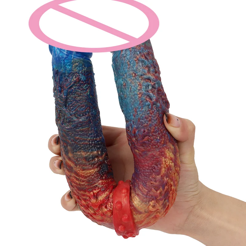 Streamer Color Double Heads Sex Toys Dildo Cock Penis Realistic Dildo Suction Cup Penis Soft Dildos