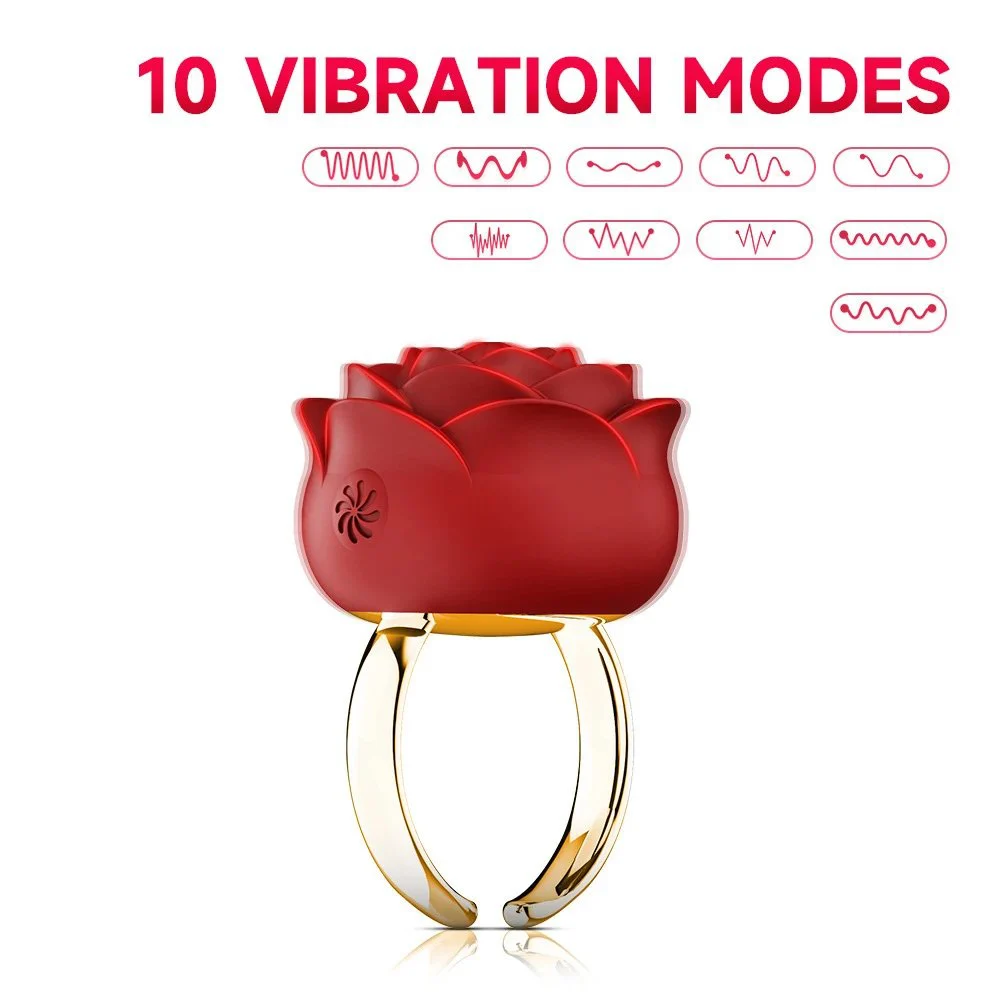 Magnetic Charging High Frequency Vibration Rose Ring Clitoral Vibrator for Couples Sex Life