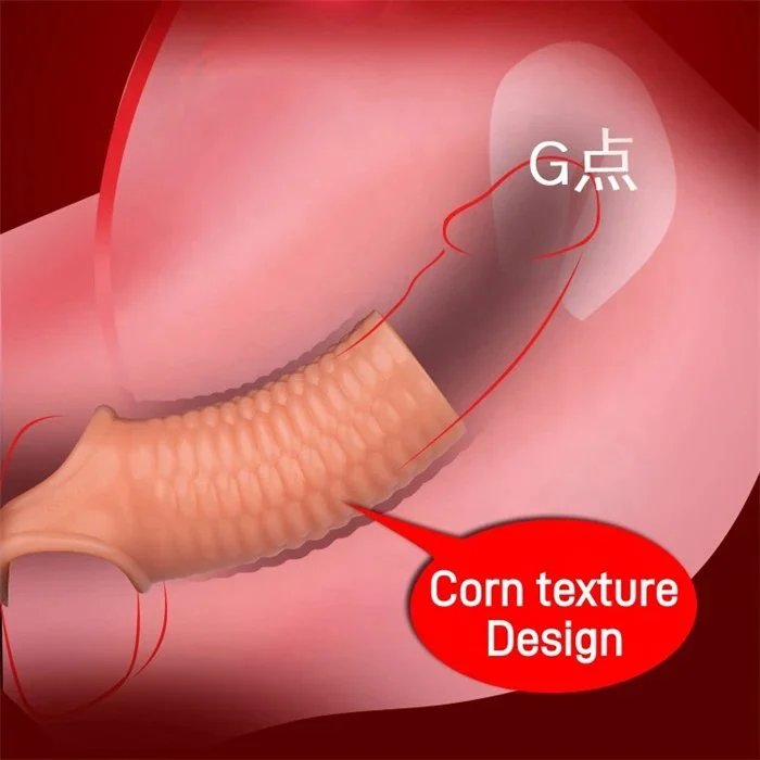 Ultra Soft Corn Textured Penis Sleeve Cock Ring Extender for Men's Penis Enlargement Sex Toys for Couples