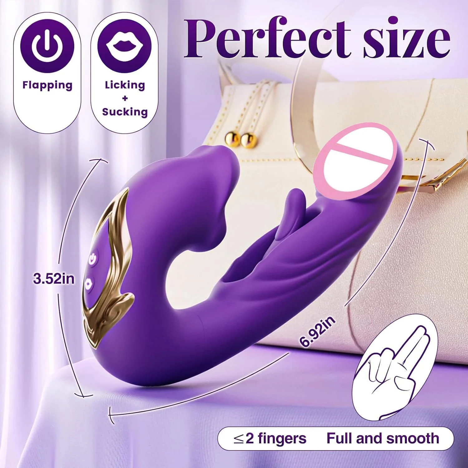 3 in 1 Female USB Powered Vibrator 7-Frequency G-Spot Masturbation Snap-On Mouth Flap Tongue
