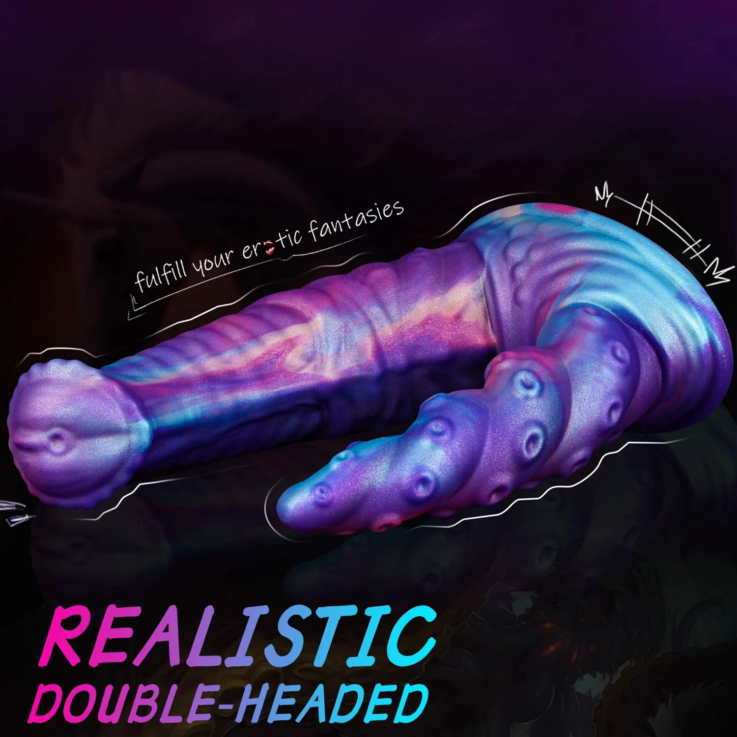 Newest Double Headed Realistic Soft Eco-Friendly Silicone Dildo Extended Waterproof Vibrating Portable Adult Sex Toy