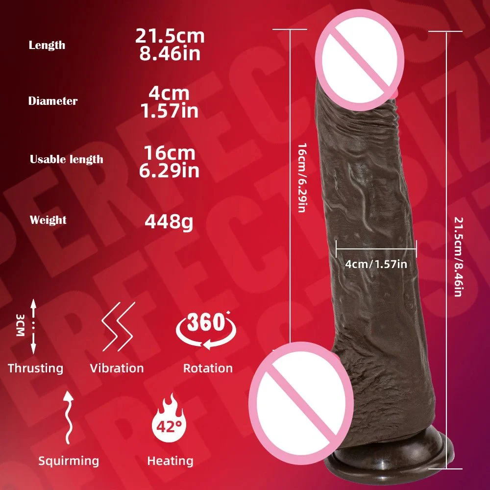Thick Big 4CM Diameter Realistic Black Thrusting Heating Telescopic Dildo Vibrator Female Masturbation Sex Toy Dildos