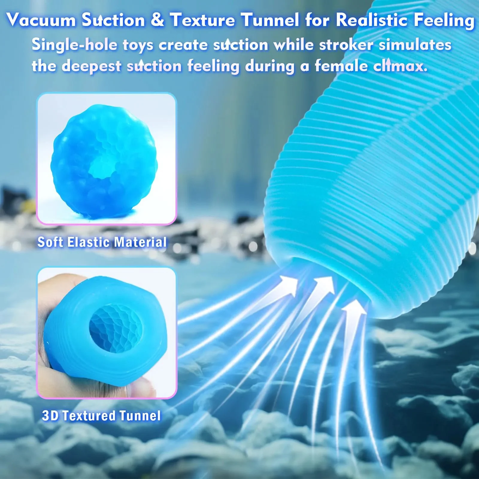 Male Masturbator Adult Sex Toy-Waterproof Ultra-Soft Stretchy for Penis Stroker Spinning Textured Design Pocket Storage