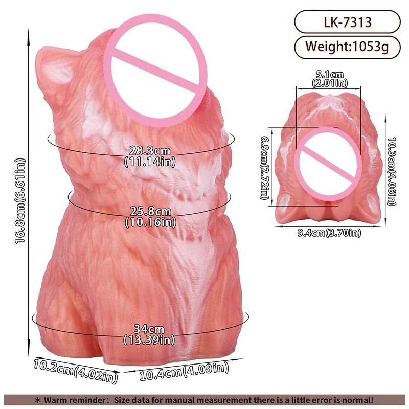 Body-Safe Pink White Fantasy cat Silicone Masturbator Cup Realistic Pocket Pussy Onahole Soft Male Stroker
