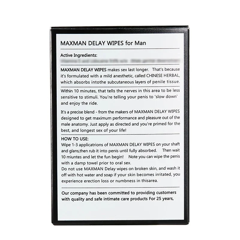 Delay Spray 10Pcs Box Sexual Products Ejaculation Delay Wet Tissue Men Delay Wipes