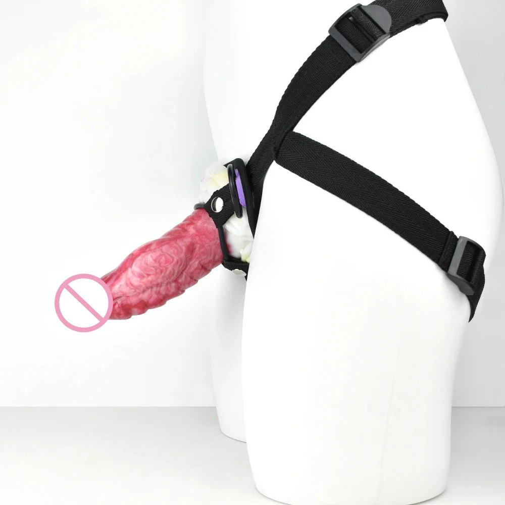 Strapon Realistic Dildo With Sucker Red Silicone Long Penis on Harness Adjustable Sex Toys for Women Lesbian Anal Plug