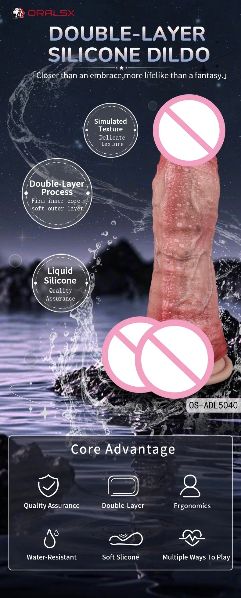 Double Layer Proceess the Silicone Dildo Is Realistic and Comes with a Suction Cup That Can Be Attached to the Body