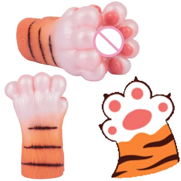 Fantasy Tiger Paw Male Masturbator with Furry Exterior & Realistic Silicone Tunnel Soft Touch Single Channel Toy for Solo Play