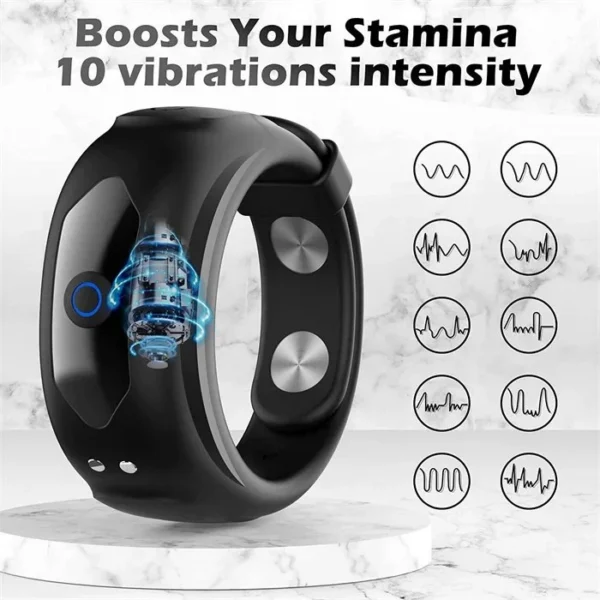 Men's Adjustable 10 Speeds Vibrating Cock Ring Delay Ejaculation Silicone Penis Ring
