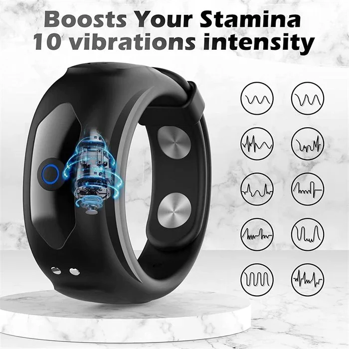 Men's Adjustable 10 Speeds Vibrating Cock Ring Delay Ejaculation Silicone Penis Ring