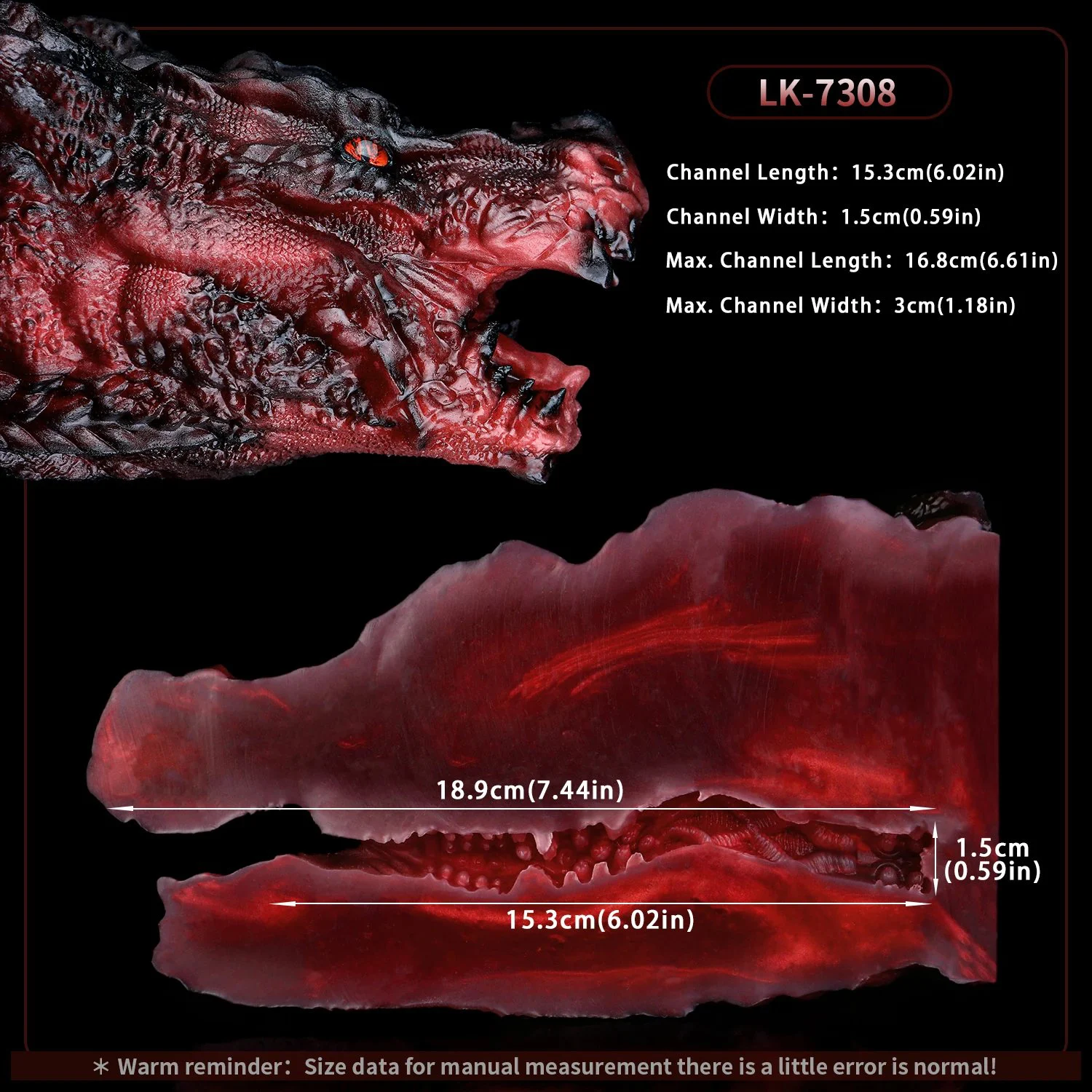 Male Masturbators Red Dragon Head Oral Sex Deep Throat Stroker for Men Pocket Pussy Lifelike Animal Masturbator with Teeth