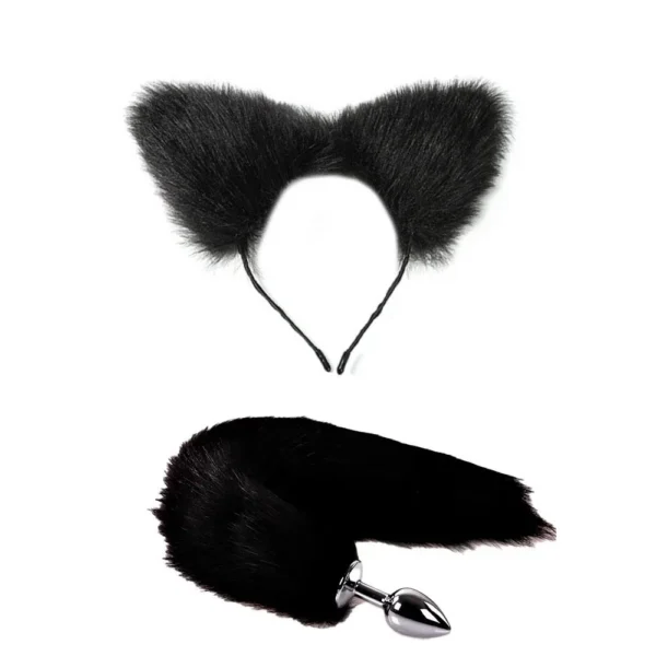 Adult sex fox tail anal plug flirtatious l collar love 'fun item