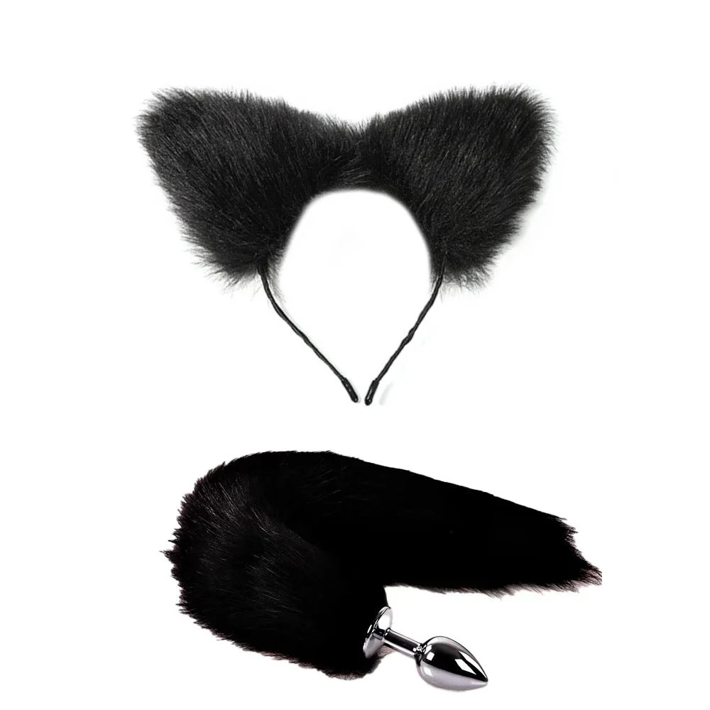 Adult sex fox tail anal plug flirtatious l collar love 'fun item