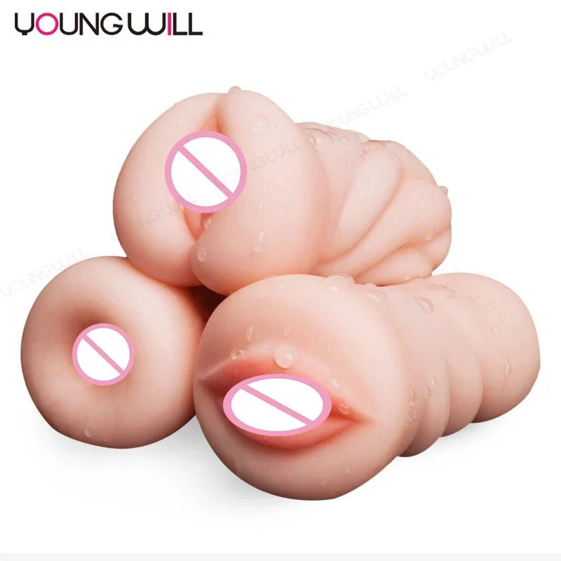 Men's TPE Sex Toys 3-Shaped Male Masturbation with Vaginal Anal Mouth Functions Aircraft Cup Design
