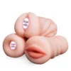 Men's TPE Sex Toys 3-Shaped Male Masturbation with Vaginal Anal Mouth Functions Aircraft Cup Design
