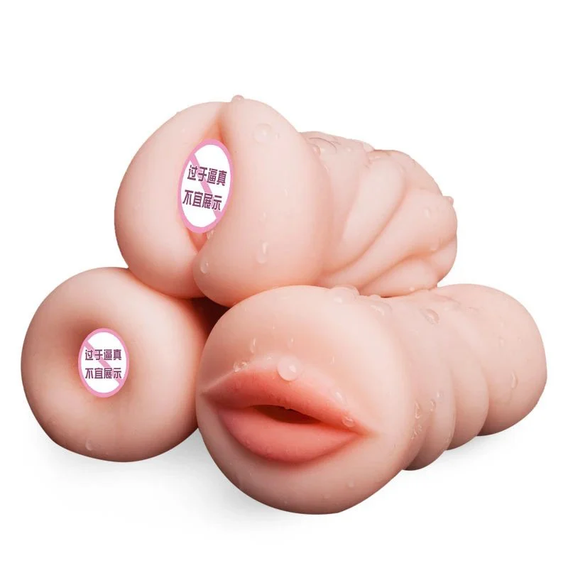 Men's TPE Sex Toys 3-Shaped Male Masturbation with Vaginal Anal Mouth Functions Aircraft Cup Design
