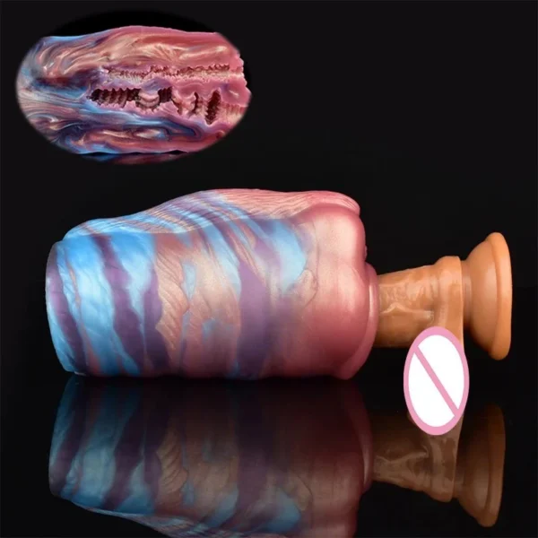 Fantasy Masturbator Double Hole Realistic Silicone Animal Mouth Male Masturbator Cup Sex Toys for Male