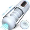 Interactive Voice Sex Toys 4 Speed Vibrating Automatic Telescopic Thrusting Piston Masturbation Cup