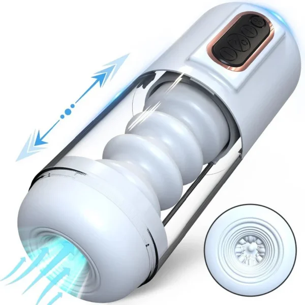 Interactive Voice Sex Toys 4 Speed Vibrating Automatic Telescopic Thrusting Piston Masturbation Cup