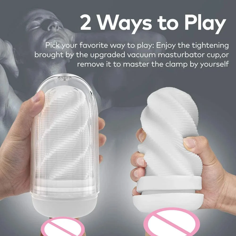 Spiral Channel Silicone Self-Sucking Male Masturbation Pocket Cup Sex Toys Men