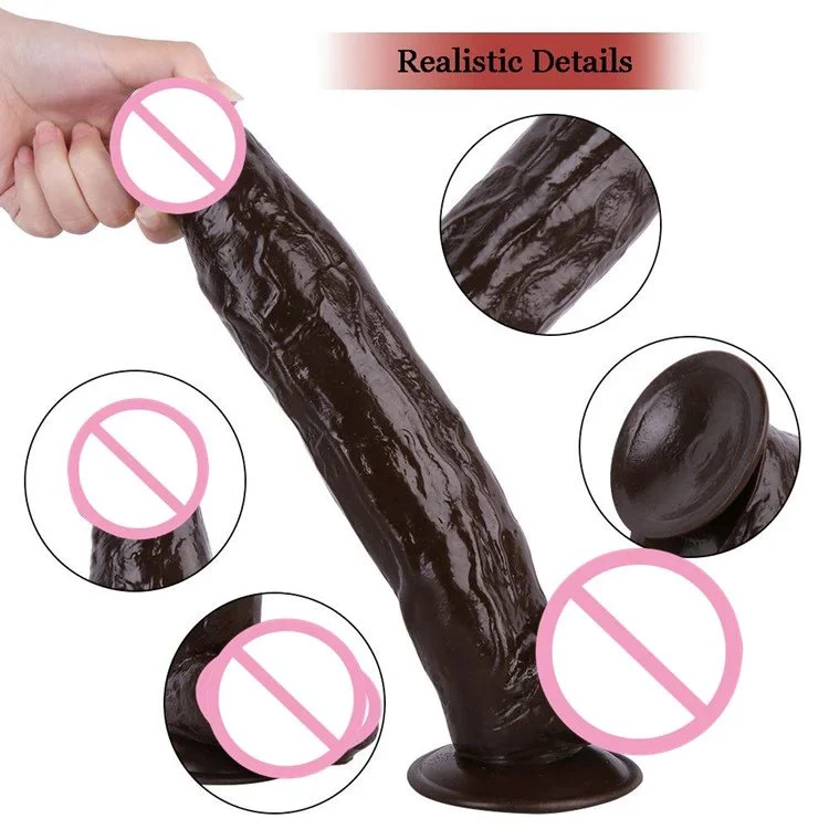 Super Black Coffee Dildo Penis with Belt Strap on Dildos for Lesbians Sex Toys for Women
