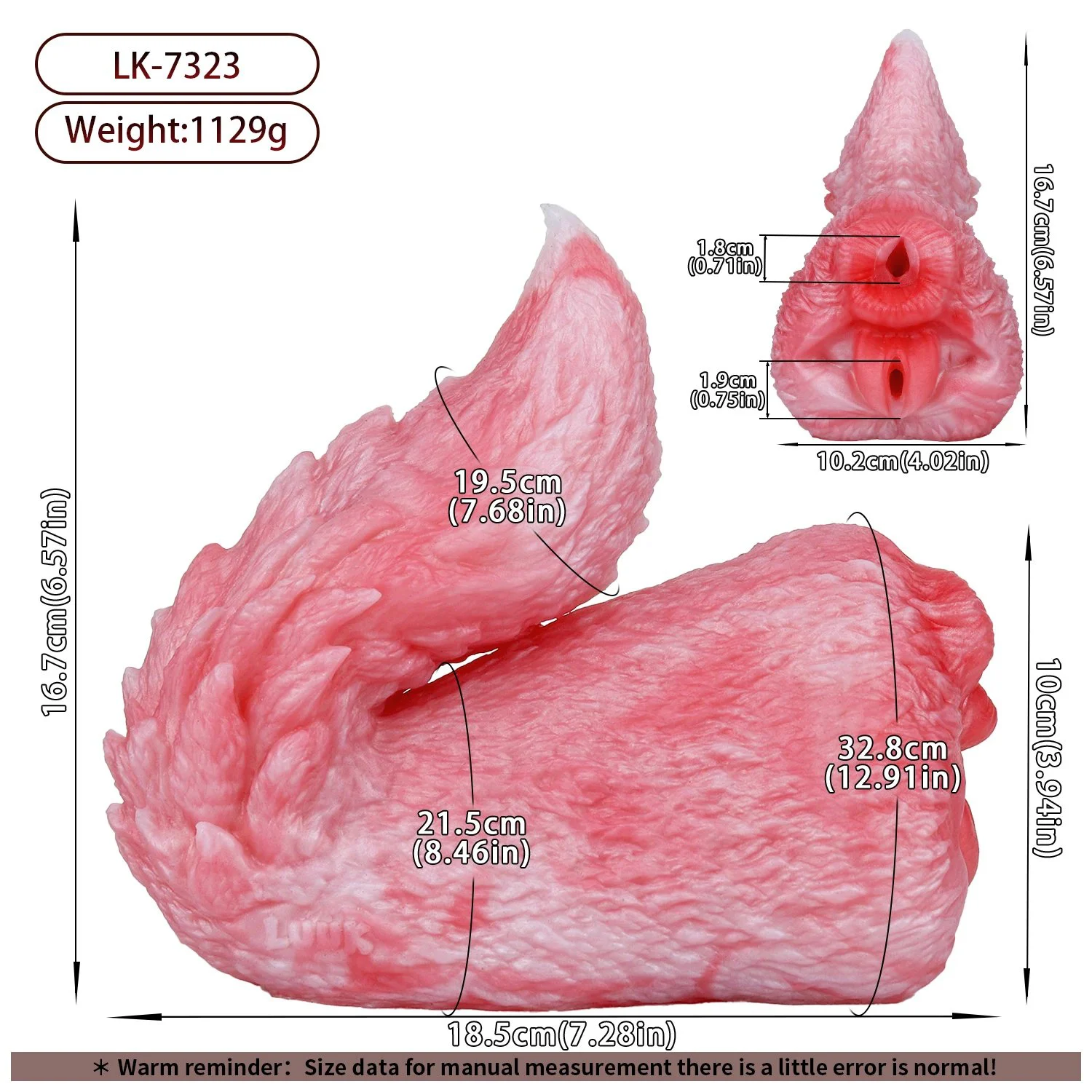 Pink Fox Fantasy Male Masturbator Adult Sex Toys Pocket Pussy Dolls Soft Butt with Vagina Anal Toys Custom Drop