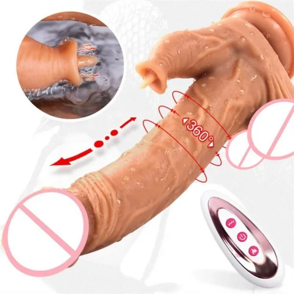 USB Thrusting Rotating Dildo Vibrator for Women Remote Control Realistic Tongue Licking Dildo
