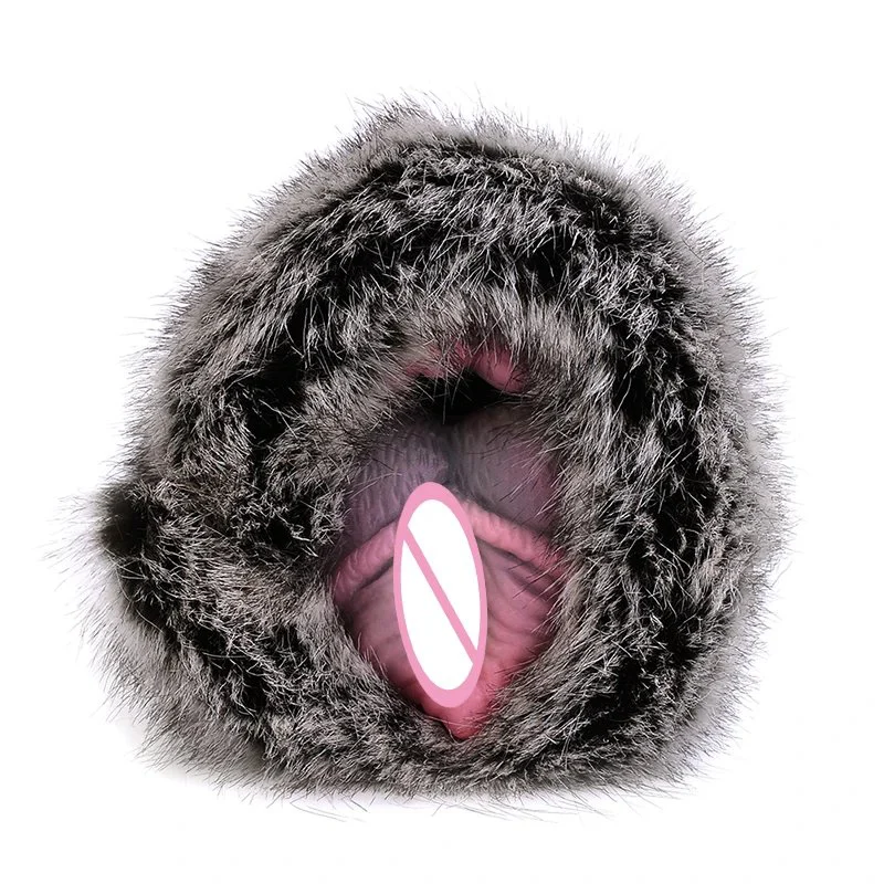 Fantasy Silicone Masturbator With Fur Dual Hole Adult Sex Toys for Men Realistic Vagina Pocket Pussy All-pass Channel