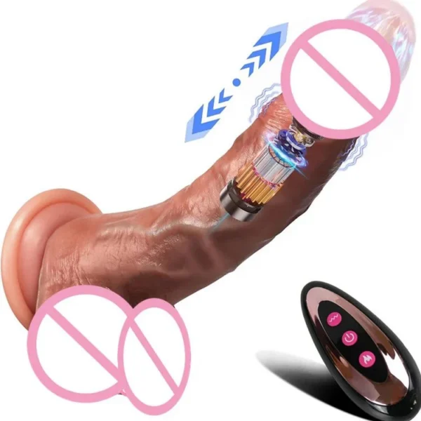 Telescopic Vibrating Huge Silicone Dildo Female Masturbation with Heating Remote Control Penis for Women