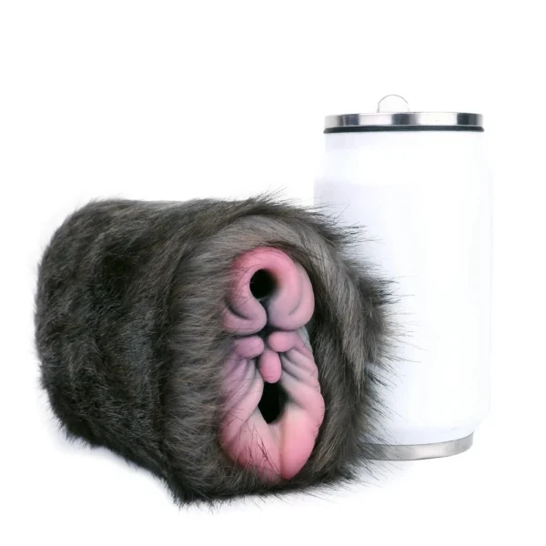 Dual Channel Male Masturbator in Fur Fantasy Furry Onahole Soft Silicone Sex Toy for Men Realistic Vagina Penis Exerciser